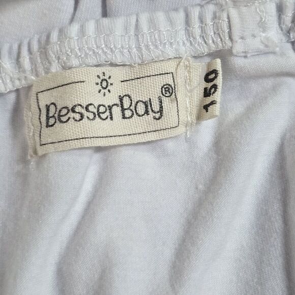 Besser Bay Girls White Criss-Cross‎ Sleeveless Summer Dress 12 Midi Fit & Flare - Picture 10 of 11